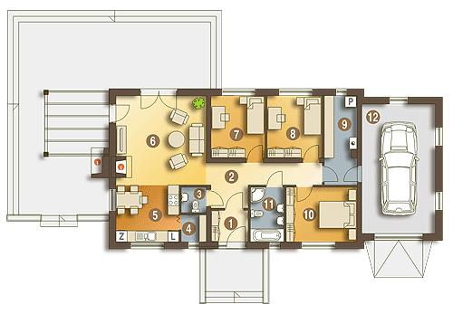 Rzut parteru POW. 120,3 m²