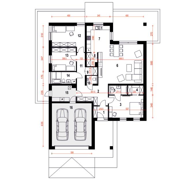 Rzut parteru POW. 179,1 m²