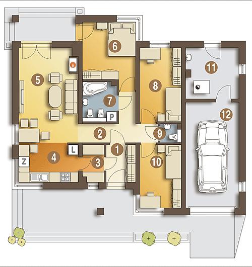 Rzut parteru POW. 101,6 m²