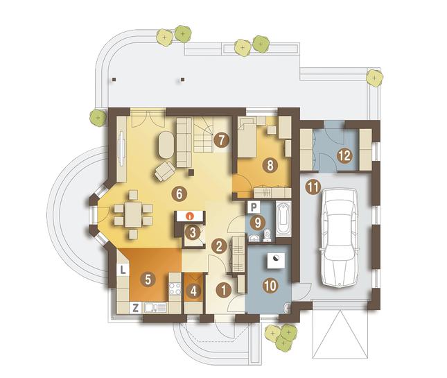Rzut parteru POW. 101,9 m²
