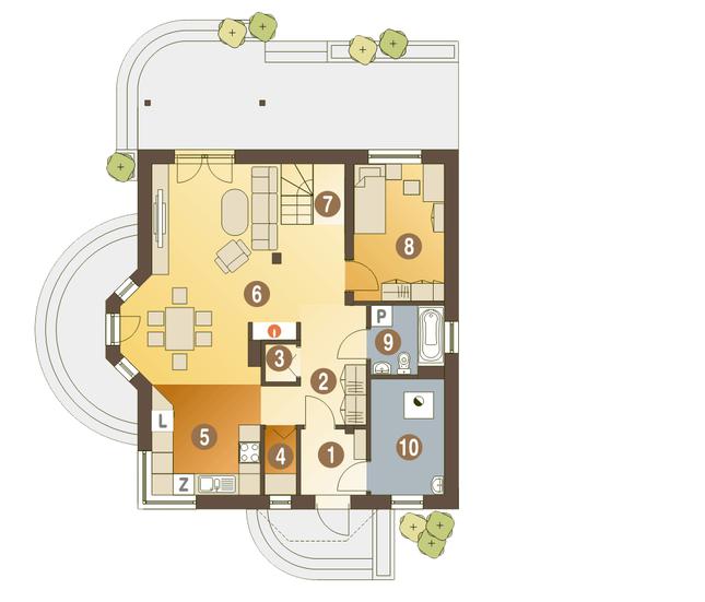Rzut parteru POW. 74,9 m²