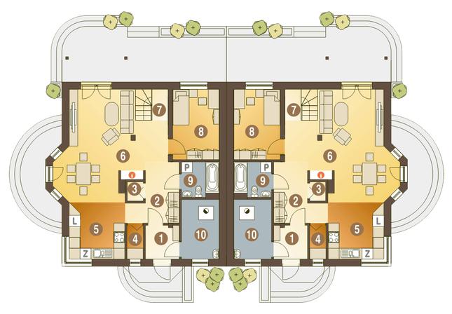 Rzut parteru POW. 74,8 m²