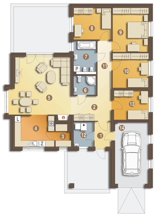 Rzut parteru POW. 147,7 m²