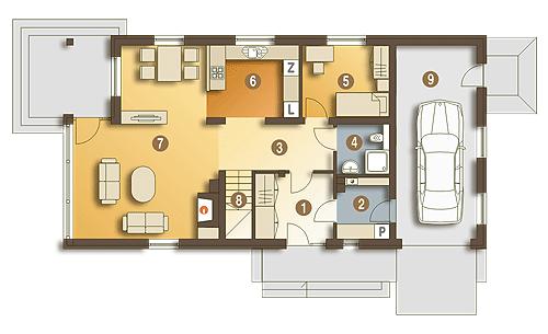 Rzut parteru POW. 100,3 m²