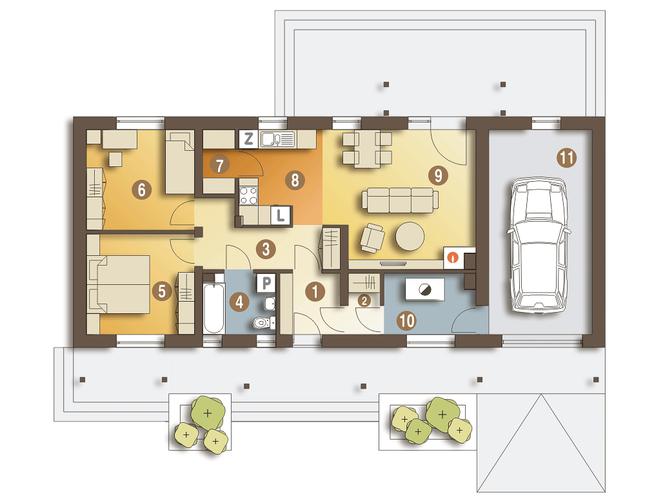 Rzut parteru POW. 90,1 m²