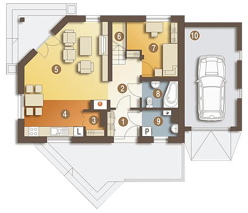 Rzut parteru POW. 76,1 m²