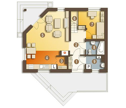 Rzut parteru POW. 57,6 m²