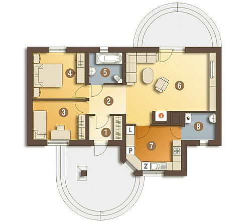 Rzut parteru POW. 76,9 m²