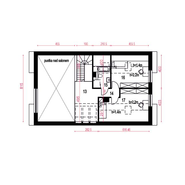Rzut poddasza POW. 39,7 m²