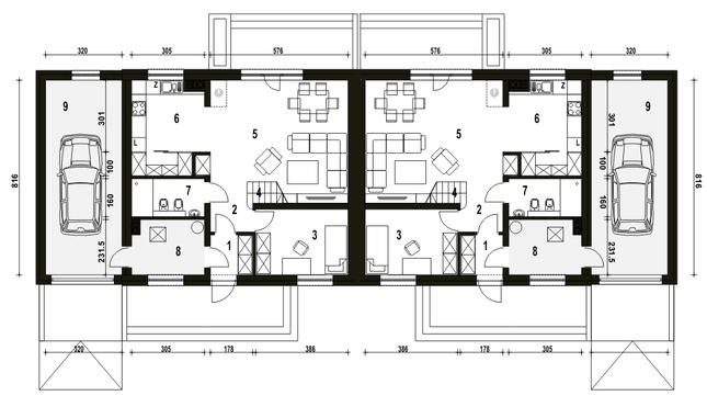 Rzut parteru POW. 96,0 m²