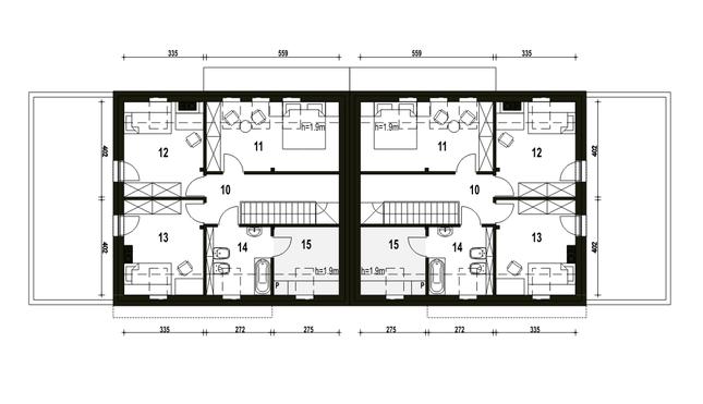 Rzut poddasza POW. 65,5 m²