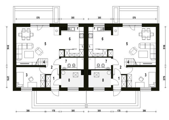 Rzut parteru POW. 69,7 m²