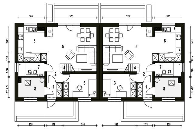 Rzut parteru POW. 69,7 m²