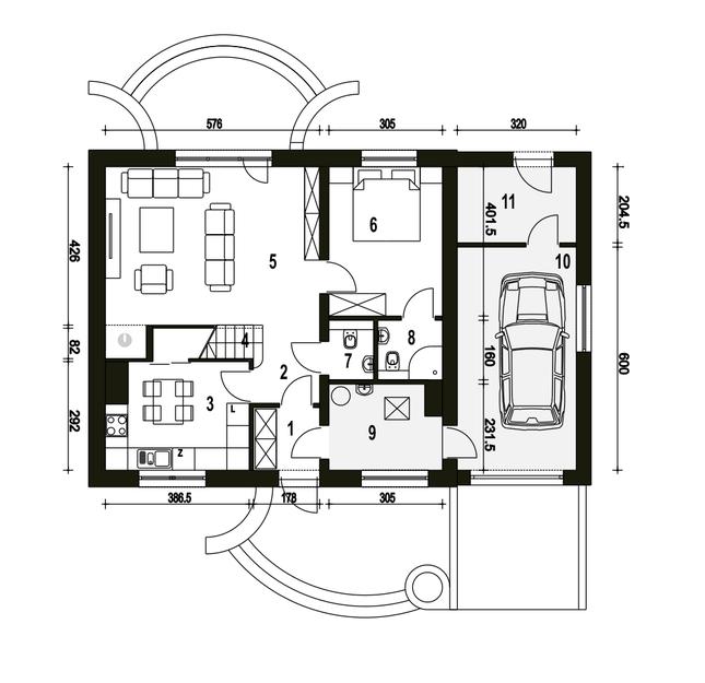 Rzut parteru POW. 94,1 m²