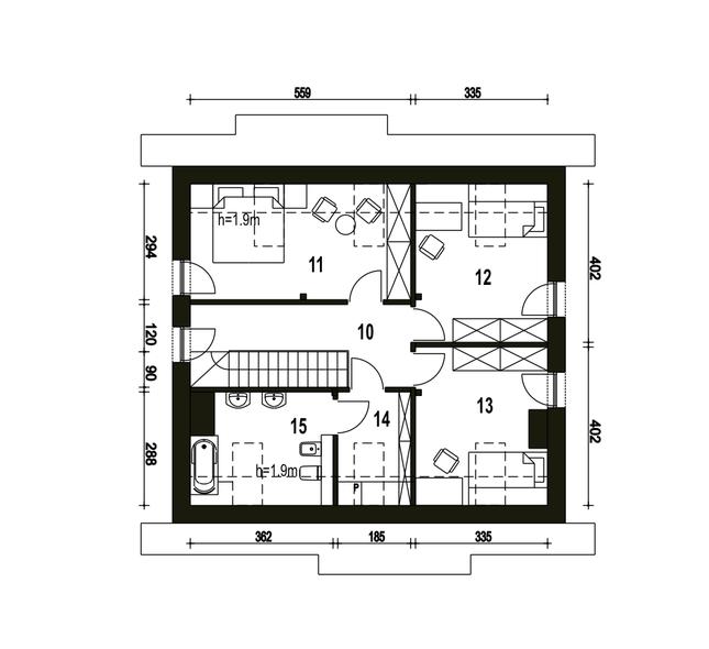 Rzut poddasza POW. 65,0 m²