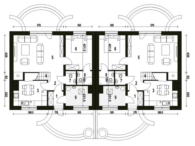 Rzut parteru POW. 68,8 m²