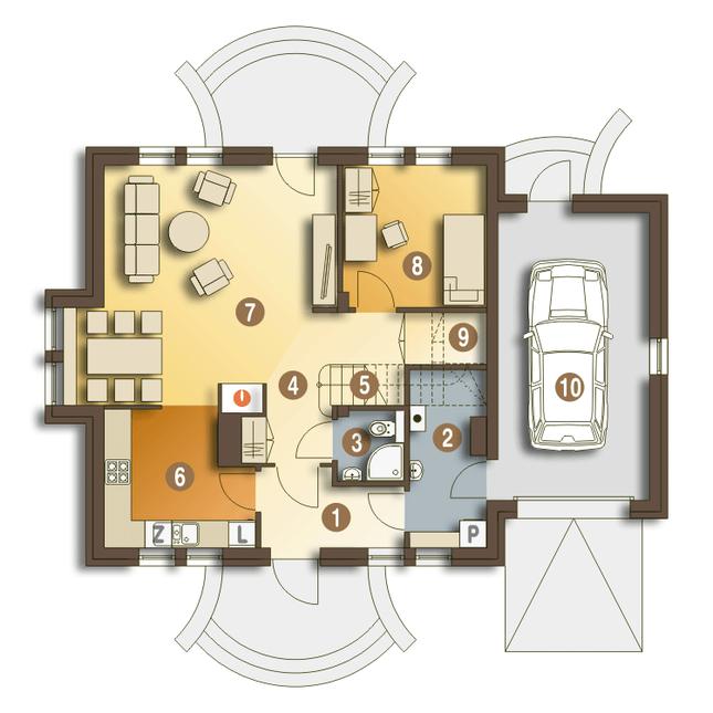 Rzut parteru POW. 90,4 m²