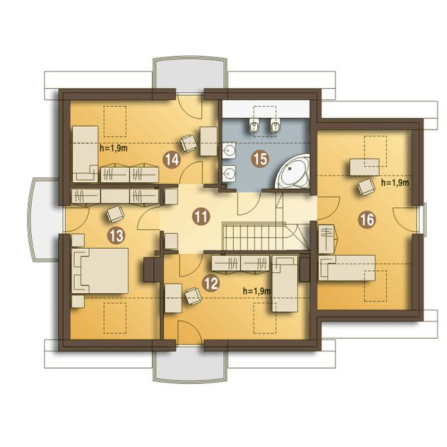 Rzut poddasza POW. 85,7 m²