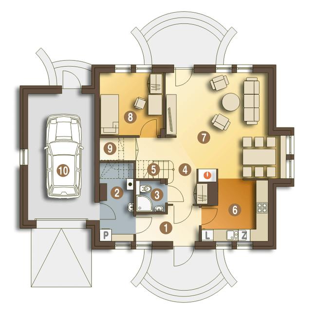 Rzut parteru lustro POW. 90,4 m²