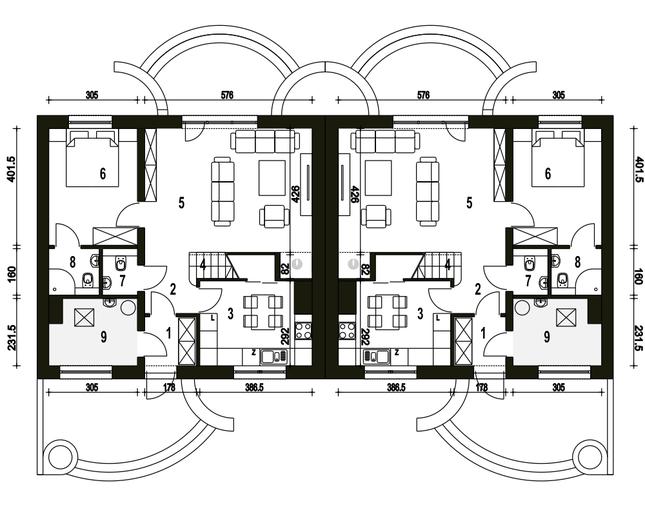 Rzut parteru POW. 68,8 m²