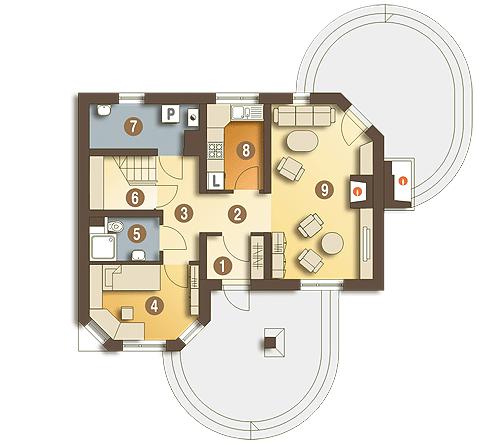Rzut parteru POW. 58,7 m²