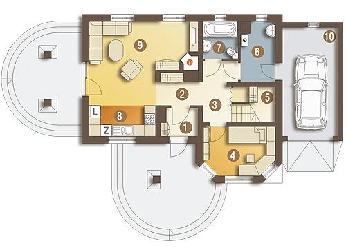 Rzut parteru POW. 76,8 m²
