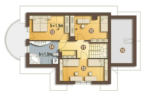 Rzut poddasza POW. 63,1 m²