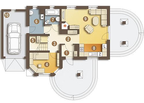 Rzut parteru lustro POW. 76,8 m²