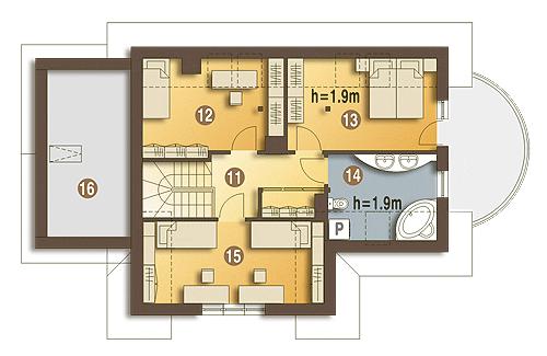 Rzut poddasza lustro POW. 63,1 m²