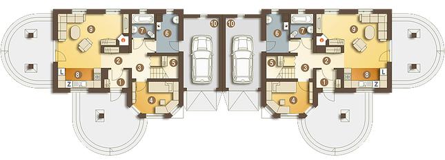 Rzut parteru POW. 76,8 m²