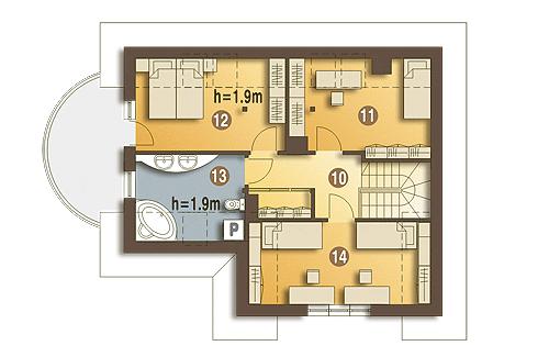 Rzut poddasza POW. 63,1 m²