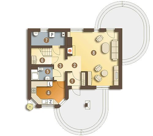 Rzut parteru POW. 57,4 m²