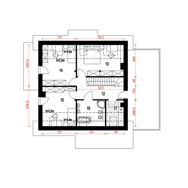 Rzut poddasza POW. 73,1 m²