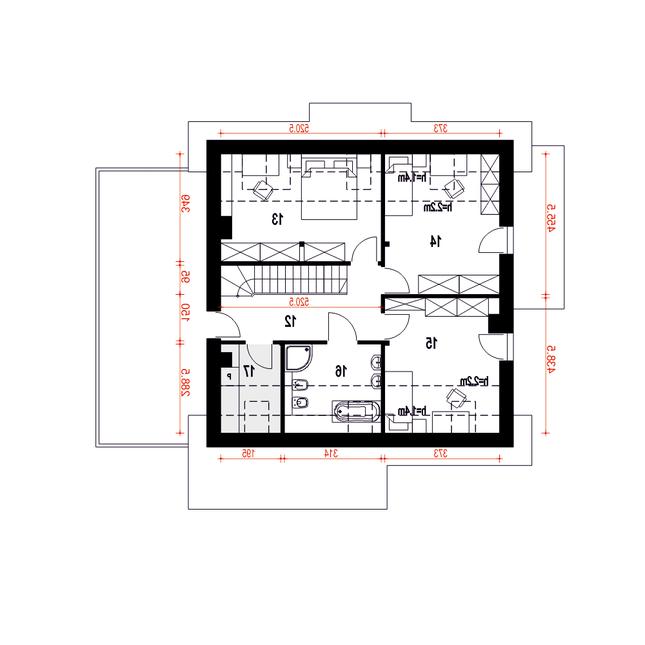 Rzut poddasza lustro POW. 73,1 m²