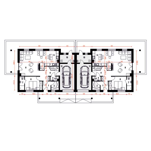 Rzut parteru POW. 103,9 m²