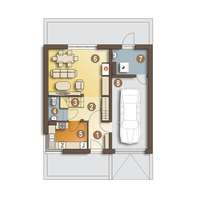 Rzut parteru POW. 67,6 m²