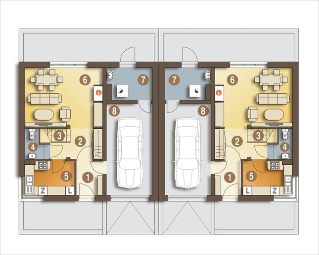 Rzut parteru POW. 66,8 m²