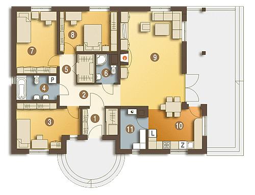 Rzut parteru lustro POW. 114,6 m²