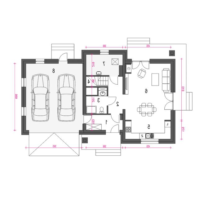 Rzut parteru lustro POW. 96,8 m²