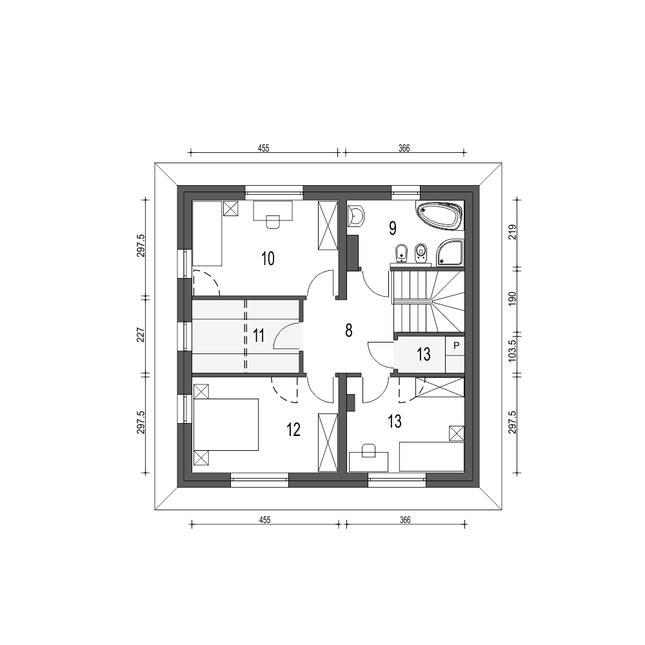 Rzut piętra POW. 61,3 m²