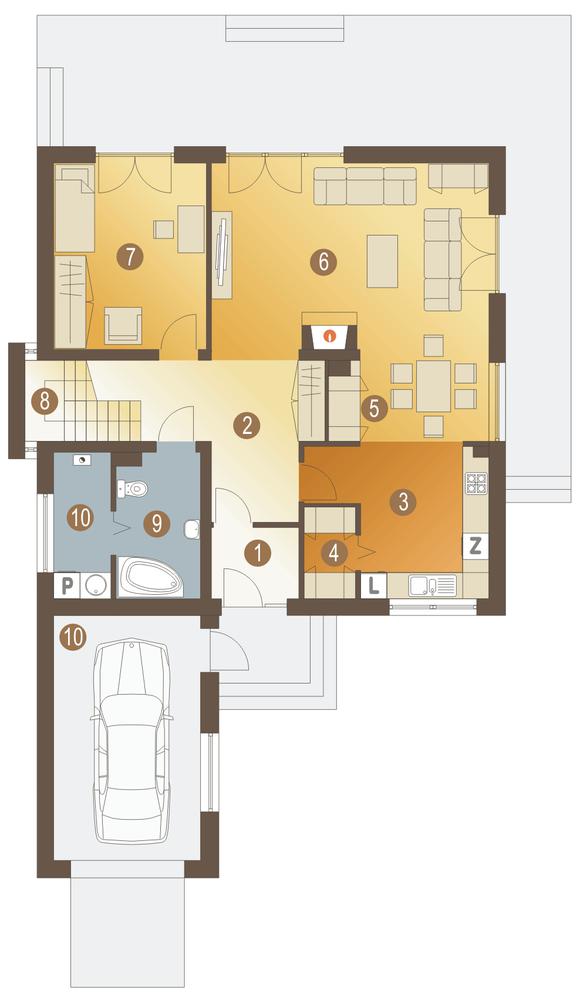 Rzut parteru POW. 111,4 m²