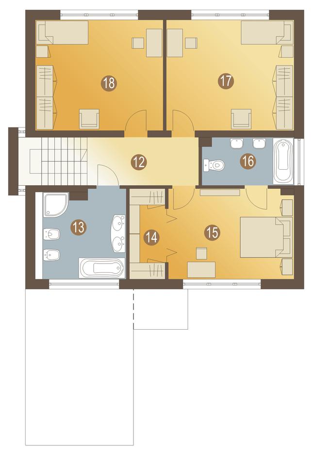 Rzut piętra POW. 88,0 m²