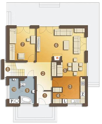 Rzut parteru POW. 92,8 m²