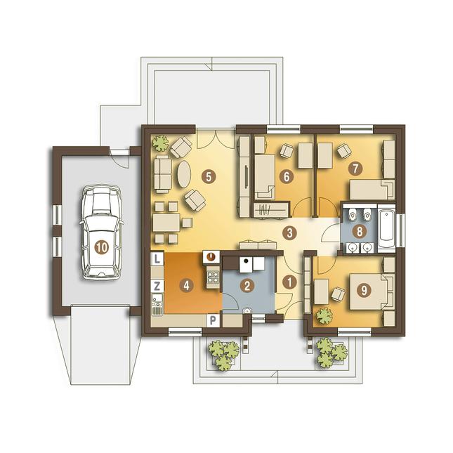 Rzut parteru POW. 106,2 m²