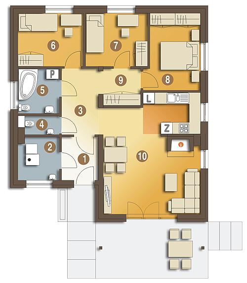 Rzut parteru POW. 87,6 m²