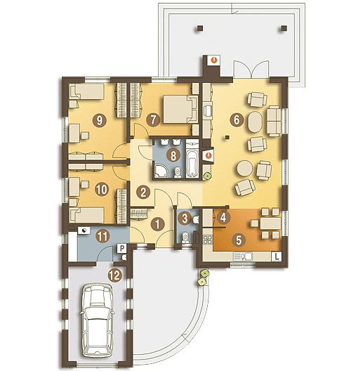 Rzut parteru POW. 129,8 m²