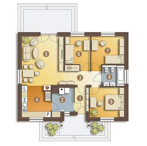 Rzut parteru POW. 84,8 m²