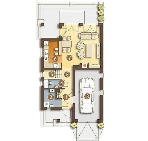 Rzut parteru POW. 64,8 m²