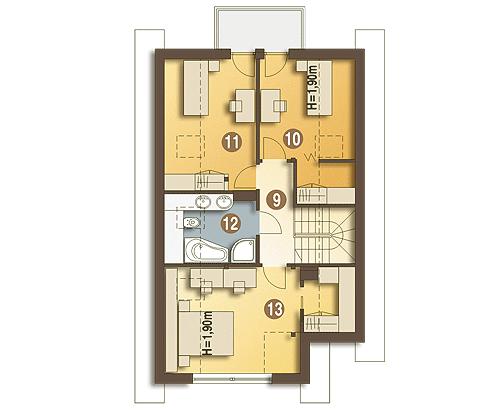 Rzut poddasza lustro POW. 66,7 m²