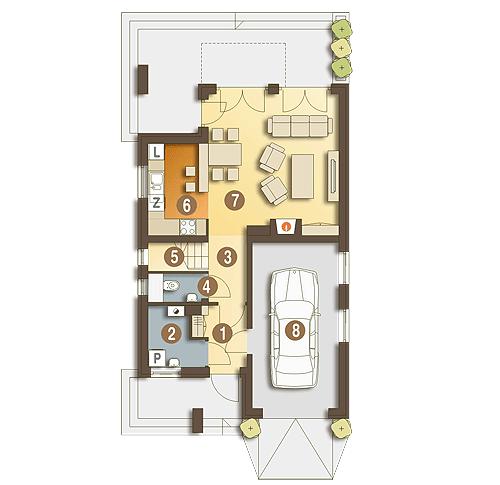 Rzut parteru POW. 64,9 m²